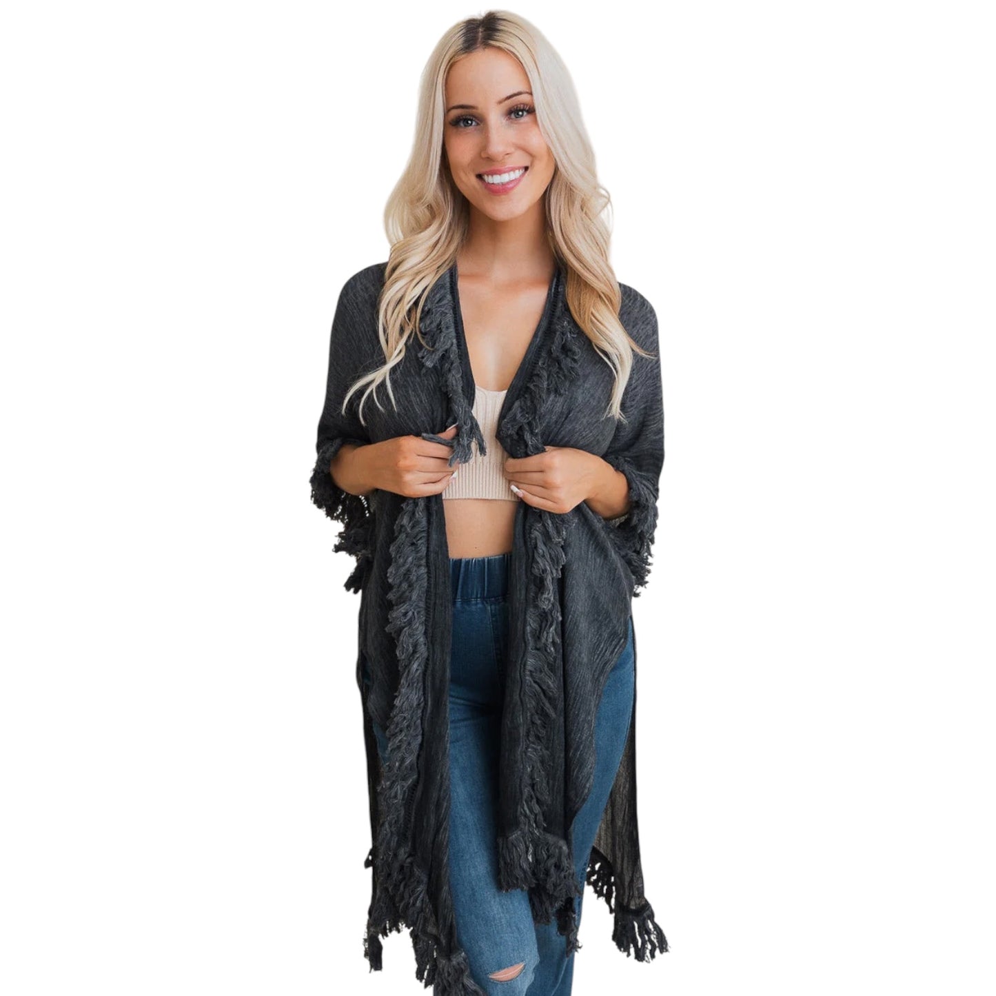 70225 Fringe Ruffle Kimono