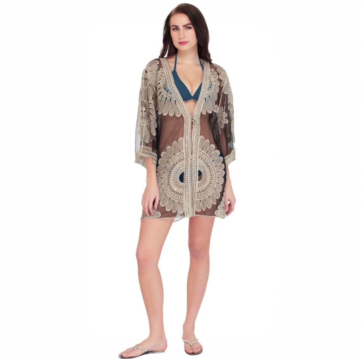 70344 Tropical Sheer Kimono