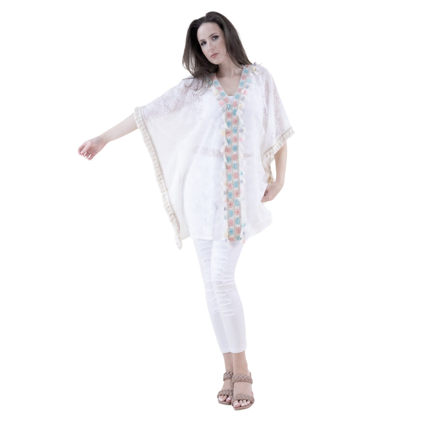 70398 Lace & Tassel Kimono