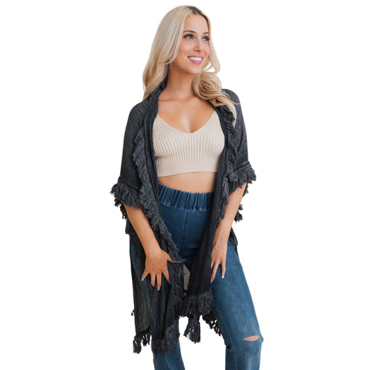 70225 Fringe Ruffle Kimono