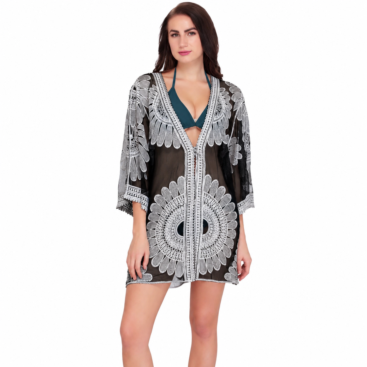 70344 Tropical Sheer Kimono