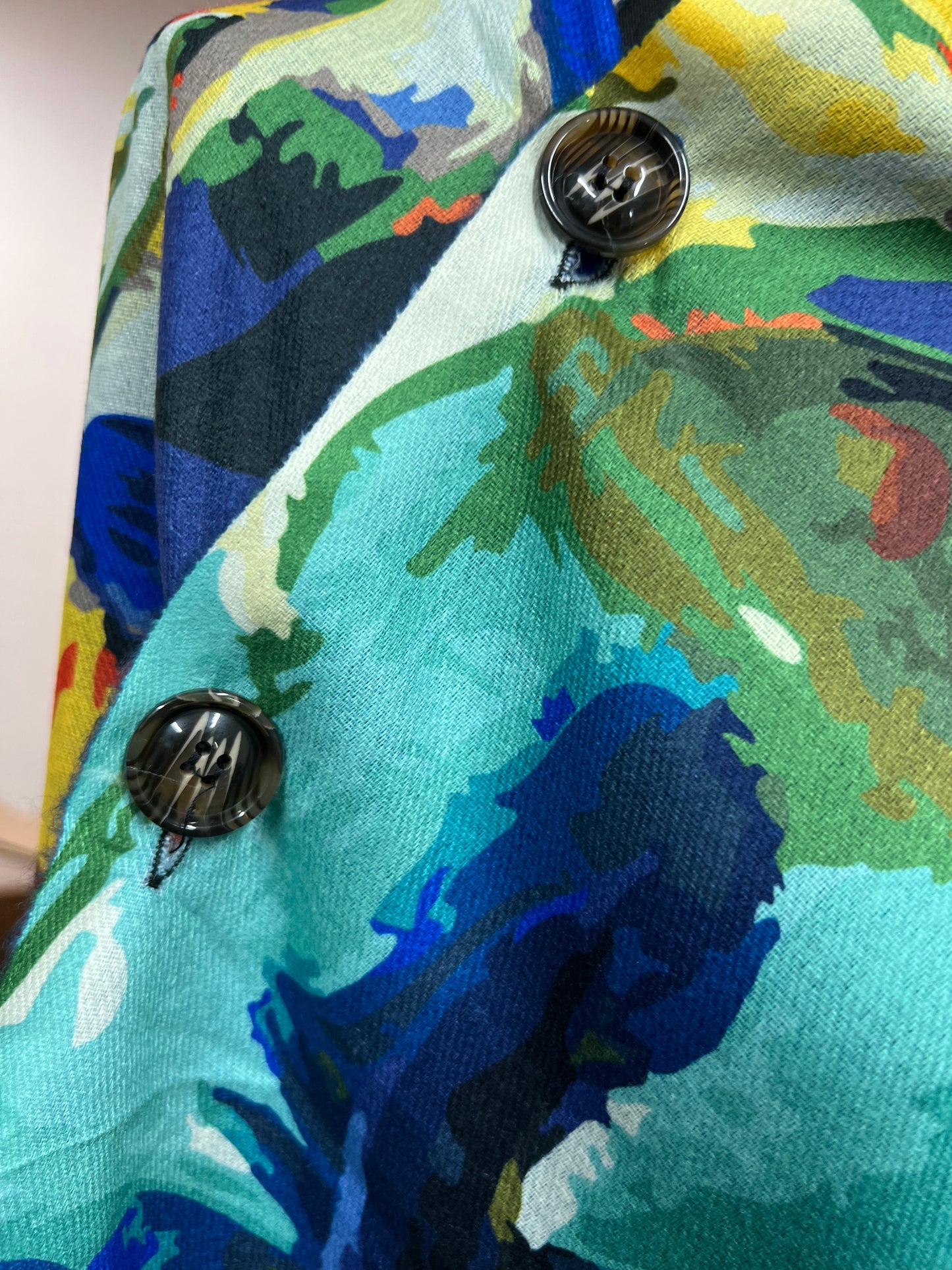 W70048.1 Canvas Shawl Poncho Blue