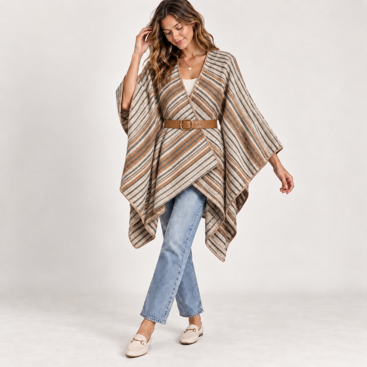 70081 Stripe Stitch Ruana