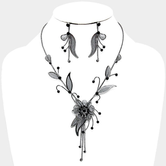 80023 Mesh Flower Necklace