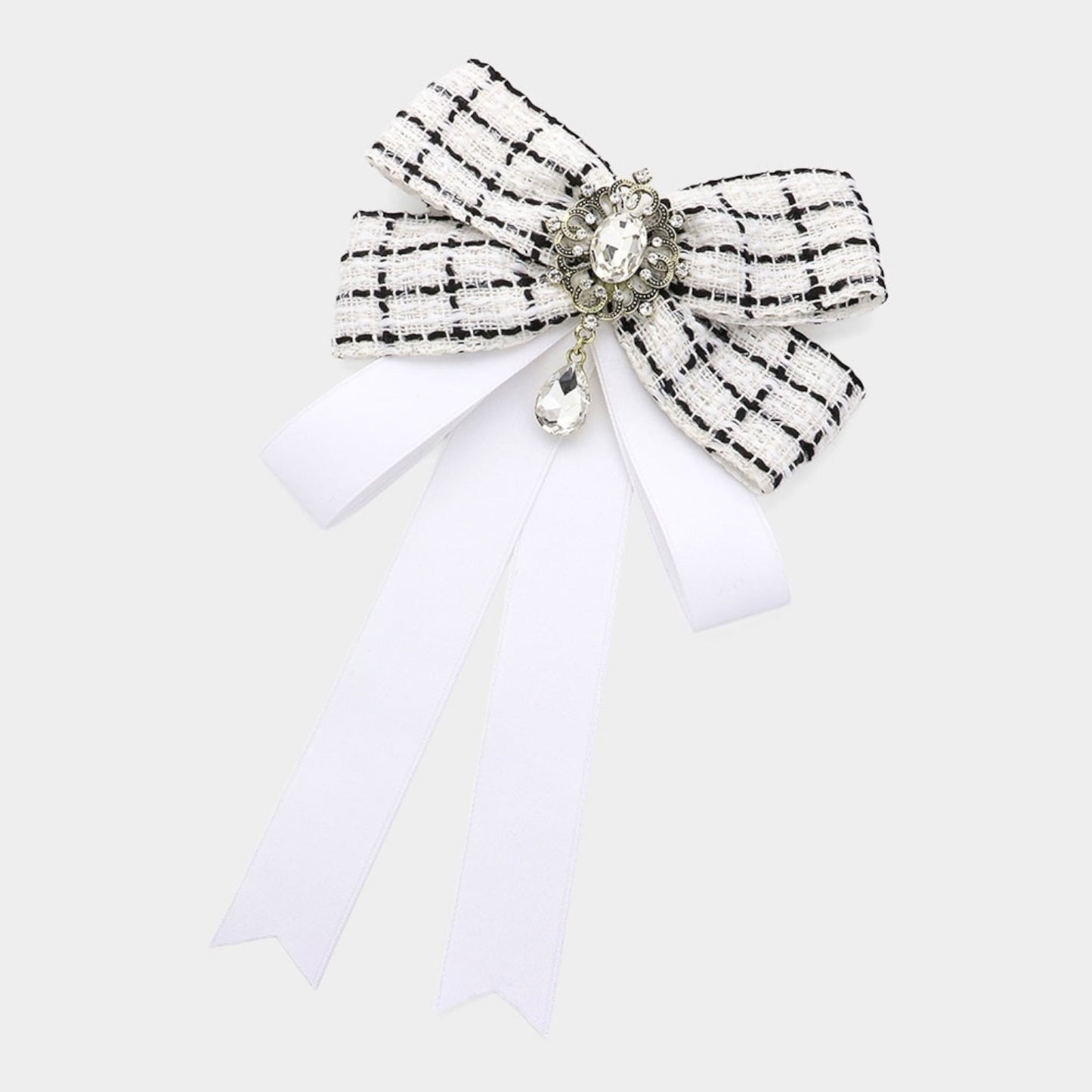 00299 Tweed Bow Brooch