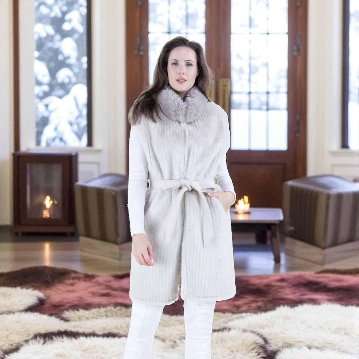 70111 Belted Fur Cape